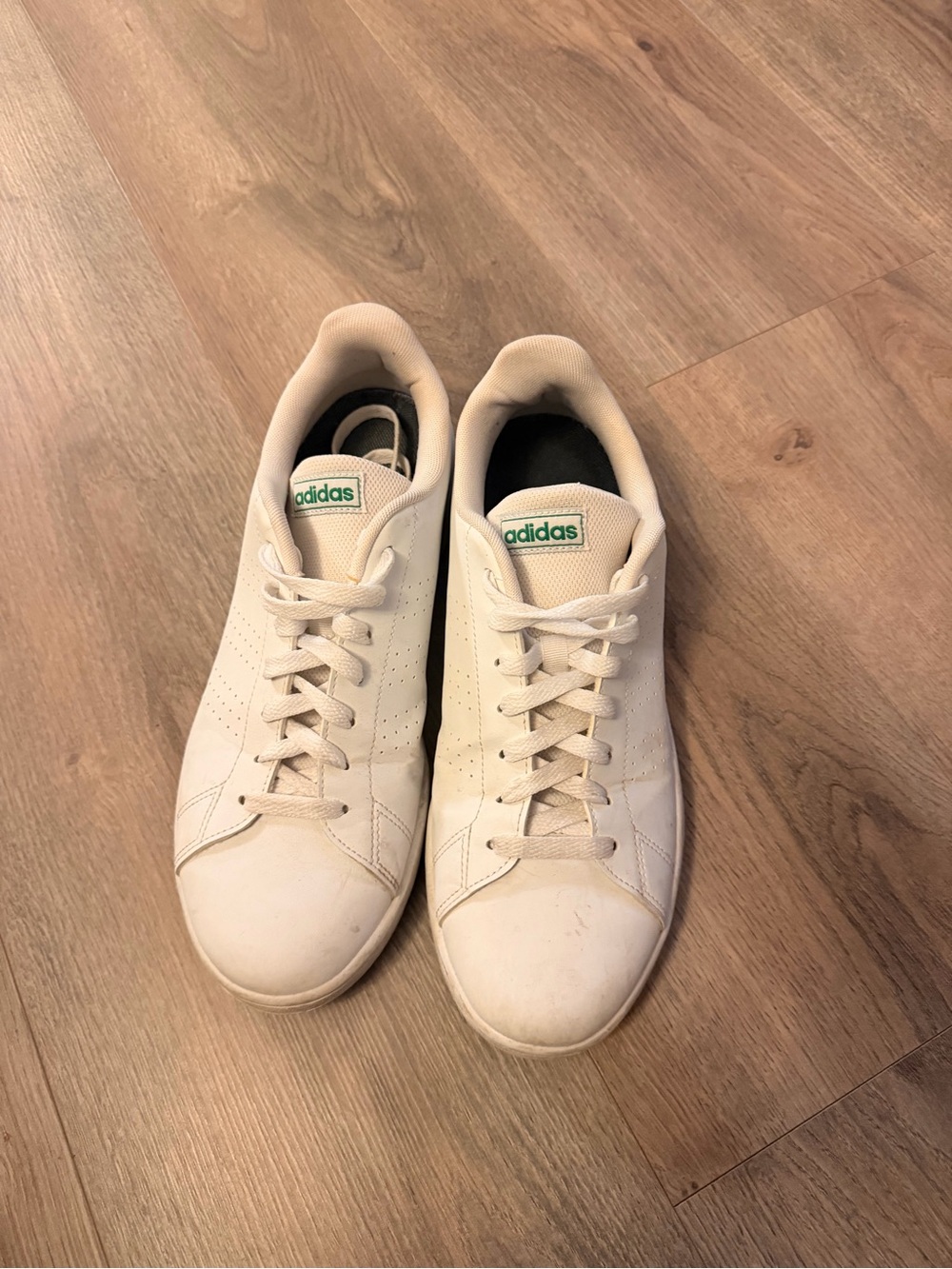 adidas Cream Low-Top Sneakers with Green Logo